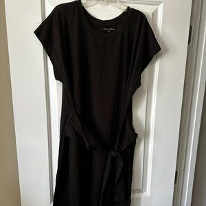 Black Universal Standard Cap Sleeve Dress with Tie